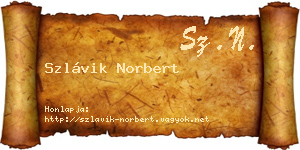 Szlávik Norbert névjegykártya